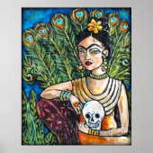 Peacock Frida Kahlo und Skull Poster (Vorne)