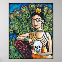 Peacock Frida Kahlo und Skull Poster