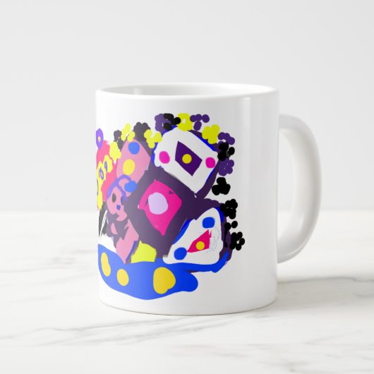 Peacock fun cool  Jumbo-Tasse (Vorderseite Rechts)