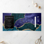 Peacock Galaxy Galaxy Agate Stone Wedding Tri-Falt Dreifach Gefaltete Einladung (Innenseite)