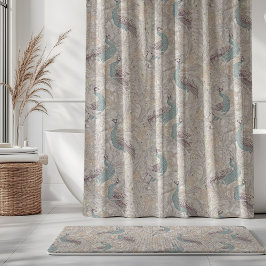 Peacock Garden in Beige Mauve Pink Duck Egg Blue Duschvorhang