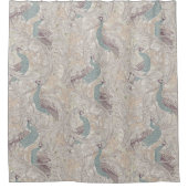 Peacock Garden in Beige Mauve Pink Duck Egg Blue Duschvorhang (Vorderseite)
