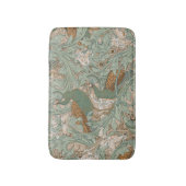 Peacock Garden in Green Beige Mustard Badematte (Vorderseite Vertikal)