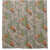 Peacock Garden in Orange Green Teal Beige Duschvorhang (Vorderseite)