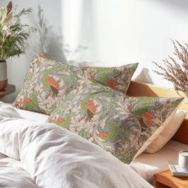 Peacock Garden in Orange Green Teal Beige Kissenbezug