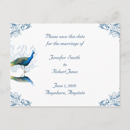 Peacock Garden Save the Date Ankündigungspostkarte (Vorderseite)