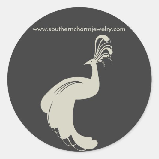 PEACOCK GEBLÜHT in TAN/GRAY ROUND STICKER (Vorderseite)
