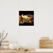 PEACOCK, gelb, lila schwarz Poster (Küche)