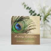 Peacock Goddess Feather Geburtstagsparty Einladung (Stehend Vorderseite)