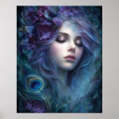 Peacock Goddess Queen Fantasy Wall Art Print Poster (Vorne)
