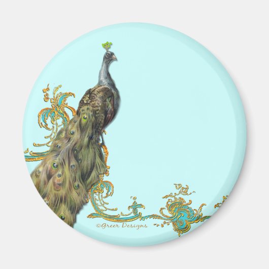 Peacock & Gold Filigree Magnet (Vorne)