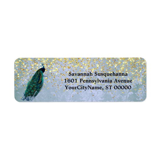 Peacock Gold Glitzern Aquarelladresse (Vorne)
