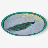 Peacock Gold Glitzern Watercolor Pappteller (Schrägansicht)
