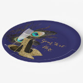 Peacock Gold High Heel Schuhe Papier Teller (Schrägansicht)