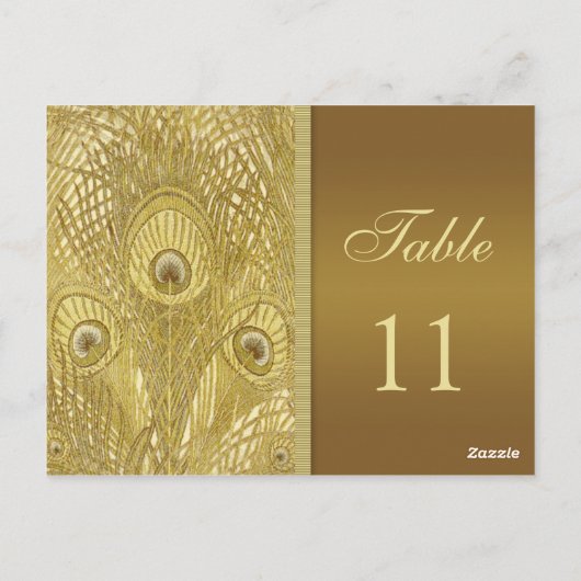 Peacock golden feathers Tischnummer (Rückseite)