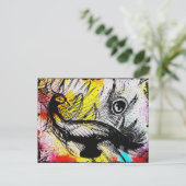 Peacock Graffiti Postcard Postkarte (Stehend Vorderseite)