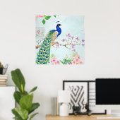 Peacock Graphic | Blue And Yellow Peacocks Poster (Heimbüro)