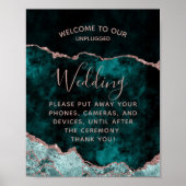 Peacock Green Agate Unplugged Wedding Welcome Sign Poster (Vorne)