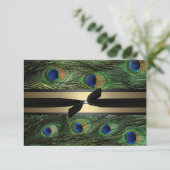 Peacock Green & Gold Wedding RSVP Karte (Stehend Vorderseite)