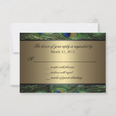 Peacock Green & Gold Wedding RSVP Karte (Rückseite)