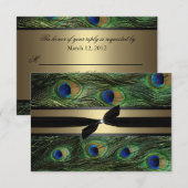 Peacock Green & Gold Wedding RSVP Karte (Vorne/Hinten)