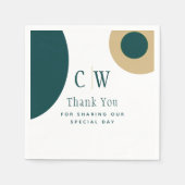 Peacock Green Gold Wedding Vielen Dank Serviette (Vorderseite)