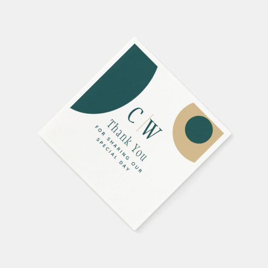 Peacock Green Gold Wedding Vielen Dank Serviette (Ecke)