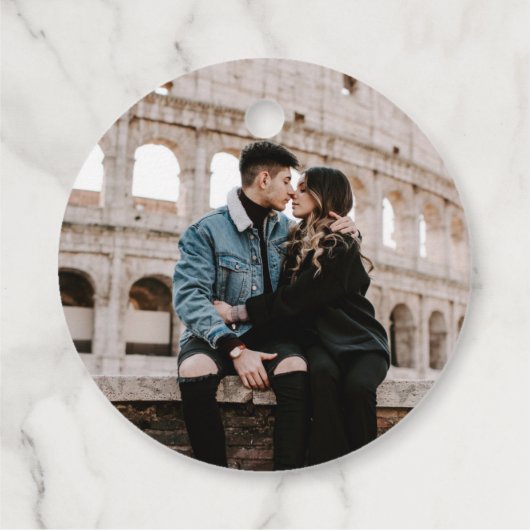 Peacock Green Rose Gold Agate Marble Save the Date Geschenkanhänger (Rückseite)