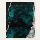 Peacock Green Rose Gold Agate Marble Save the Date Planer (Rückseite)