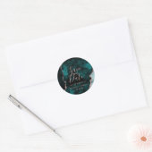 Peacock Green Rose Gold Agate Marble Save the Date Runder Aufkleber (Umschlag)