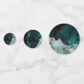 Peacock Green & Rose Gold Agate Marble Wedding Konfetti (Vorderseiten)