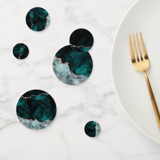 Peacock Green & Rose Gold Agate Marble Wedding Konfetti (Gruppe)