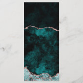 Peacock Green Rose Gold Agate Marble Wedding Menu Menükarte (Rückseite)
