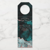 Peacock Green & Rose Gold Agate Wedding Vielen Dan Flaschenanhänger (Vorderseite)
