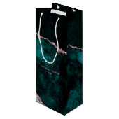 Peacock Green & Rose Gold Foil Herzlichen Glückwun Geschenktüte Für Weinflaschen (Rückseite Schrägansicht)