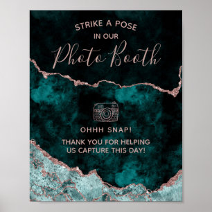Peacock Green & Rose Gold Foto Booth Wedding Poster