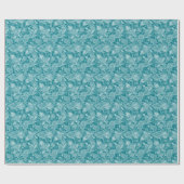 Peacock Green und White Vintag Paisley Geschenkpapier (Flach)