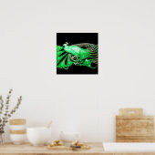 PEACOCK, grün, grau Poster (Küche)