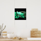 PEACOCK, grün, grau Poster (Küche)