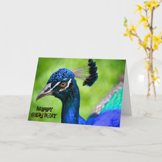 Peacock Happy Birthday Card Karte (Gelbe Blume)