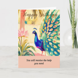 peacock happy birthday karte