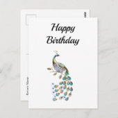 Peacock | Happy Birthday | Minimal Postkarte (Vorne/Hinten)
