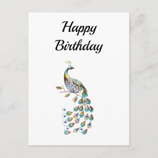 Peacock | Happy Birthday | Minimal Postkarte (Vorderseite)