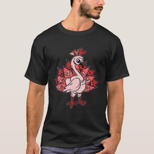 Peacock Heart Feathers Valentinstag Niedlich Bird T-Shirt (Vorderseite)