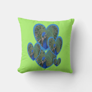 Peacock Hearts Pattern Throw Kissen