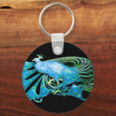 PEACOCK IN BLAUER TURQUE UND SCHWARZ SCHLÜSSELANHÄNGER (Rückseite)