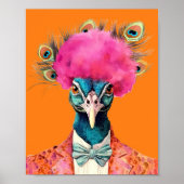 Peacock in Funky Anzugs Animal Fashion Art Poster (Vorne)