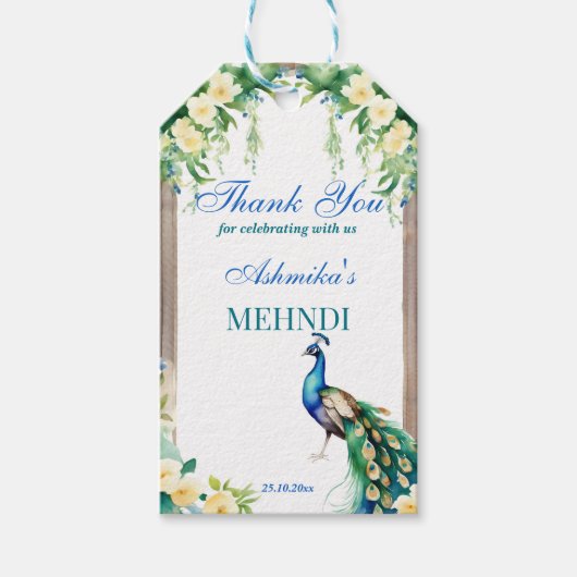 Peacock jasmine arch Indische Hochzeitsmaschine zu Geschenkanhänger (Vorderseite)