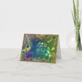 Peacock Jewel Feathers Vintag Sparkle Vielen Dank Dankeskarte