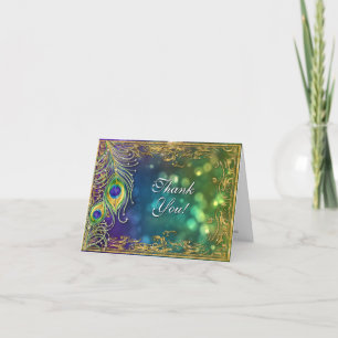 Peacock Jewel Feathers Vintag Sparkle Vielen Dank Dankeskarte
